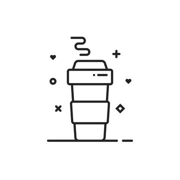 Simple thin line coffee paper cup Stock Illustration