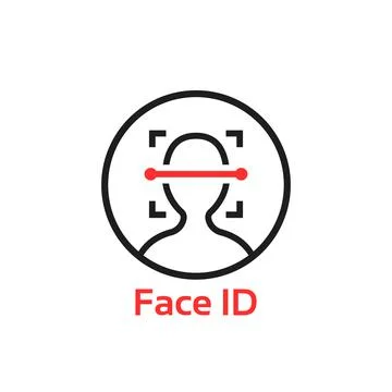 Simple thin line face id scan logo Stock Illustration