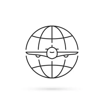 Simple thin line international flight icon Stock Illustration