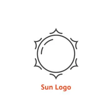 Simple thin line sun logo Stock Illustration