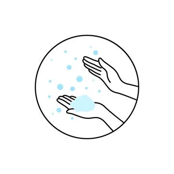 Simple thin line washing hand icon Stock Illustration