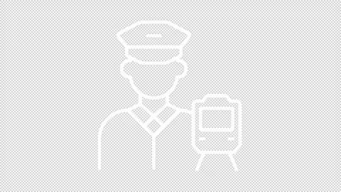 Simple thin line white animation of train driver icon Stock Footage 275239702