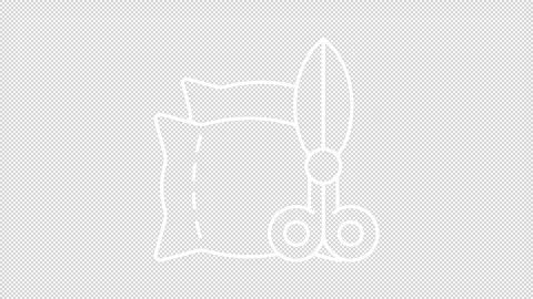 Simple thin line white animation of pillow and scissors icon Stock Footage 276080268