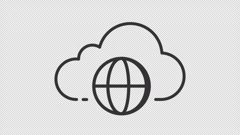 Simple thin linear black animation of public cloud icon Video stock 276459034