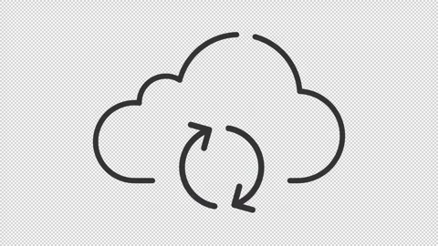Simple thin linear black animation of cloud backup icon Video stock 276459045