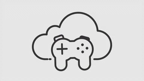 Simple thin linear black animation of cloud gaming icon Video stock 276459075