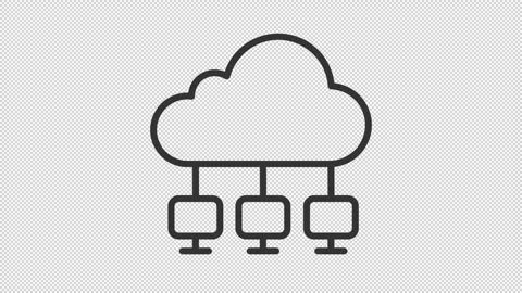 Simple thin linear black animation of cloud network icon Video stock 276459115