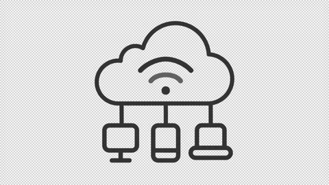 Simple thin linear black animation of cloud based IOT icon Video stock 276459131