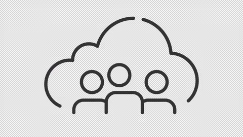 Simple thin linear black animation of community cloud icon Video stock 276459188