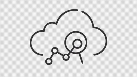 Simple thin linear black animation of cloud analytics icon Video stock 276459264