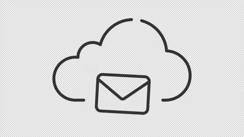 Simple thin linear black animation of cloud based email icon Stock Footage 276459293