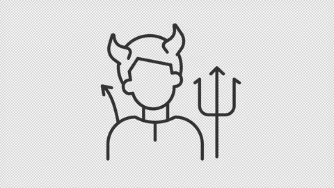 Simple thin linear black animation of devil icon Stock Footage 276459924
