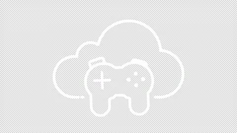 Simple thin linear white animation of cloud gaming icon Stock Footage 276461329