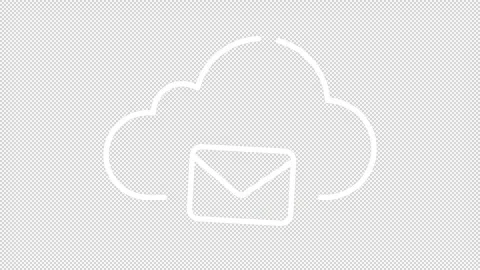 Simple thin linear white animation of cloud based email icon Video stock 276461439