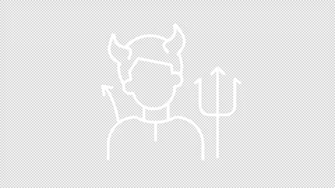 Simple thin linear white animation of devil icon Stock Footage 276463629