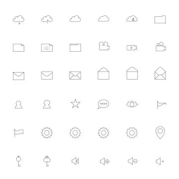 Simple thin outline Icon set .Trendy simple thin Icons for Web design or Mobi Stock Illustration
