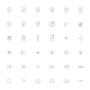Simple thin outline Icon set .Trendy simple thin Icons for Web design or Mobi Stock Illustration