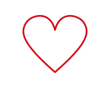Simple Thin Red Cartoon Heart Illustration Outline Stock Illustration