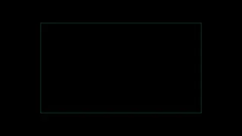 A simple thin white line rectangle frame centered on a solid black background Video stock 335118038