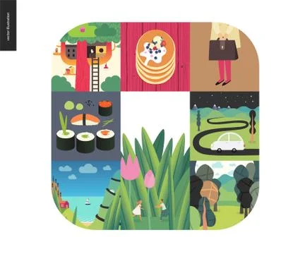 Simple things - color composition set Stock Illustration