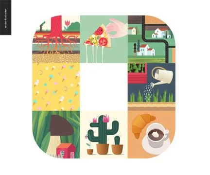 Simple things - color composition set Illustrazione stock