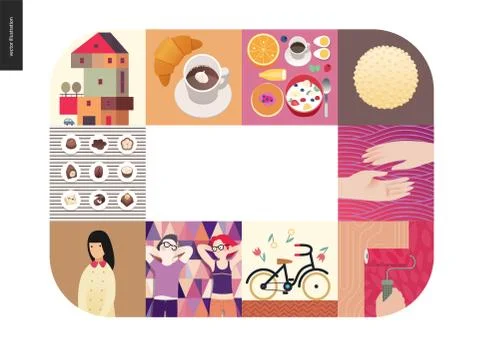 Simple things - color composition set Stock Illustration