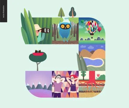 Simple things - forest set composition on a mint background Stock Illustration