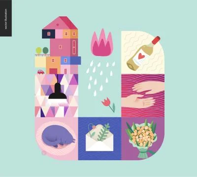 Simple things - home composition on mint background Stock Illustration