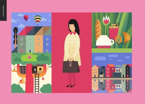 Simple things - houses composition Stock Illustration