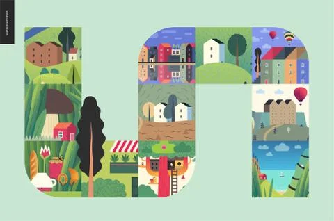 Simple things - houses composition Stock Illustration