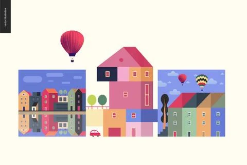 Simple things - houses composition Stock Illustration