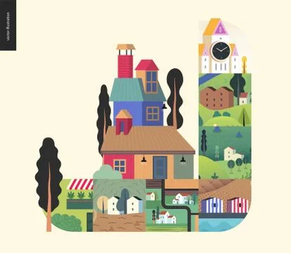 Simple things - houses composition Ilustración de archivo