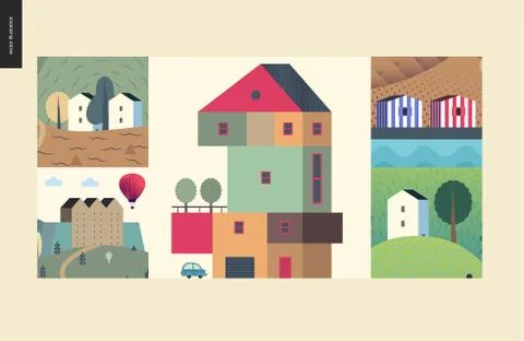 Simple things - houses composition Ilustración de archivo