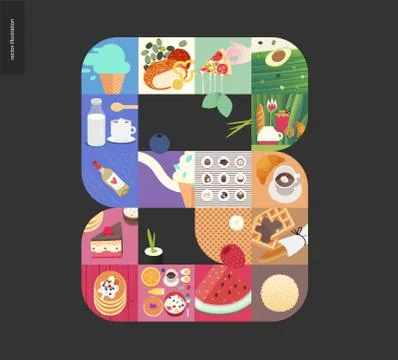 Simple things - meal on black backgroound Stock Illustration