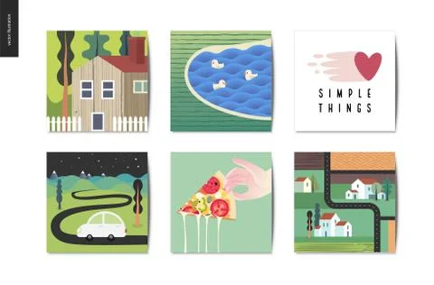 SImple things - postcards Stock Illustration