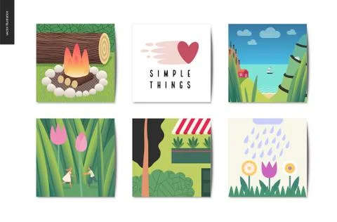 SImple things - postcards Stock Illustration