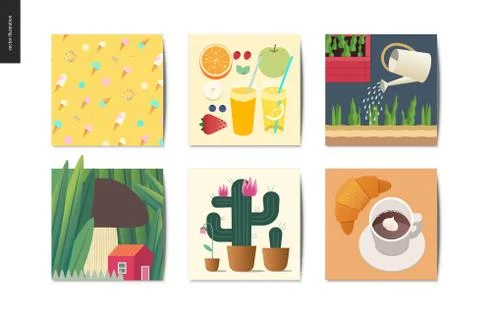 SImple things - postcards Stock Illustration