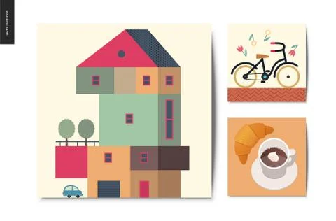 Simple things - postcards set Stock Illustration