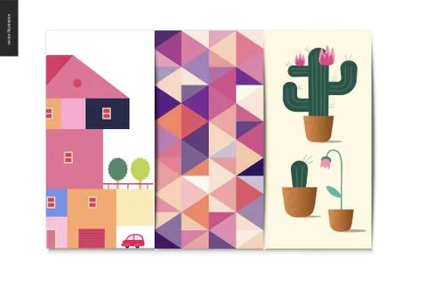 Simple things - postcards set Stock Illustration