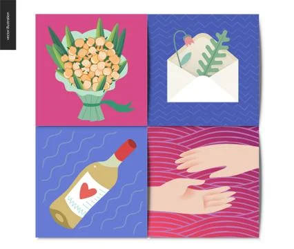 Simple things - postcards set Stock Illustration