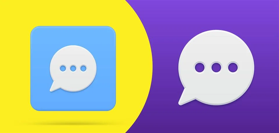 Simple think bubble with three points dream message burst 3d icon button set  Stock Illustration