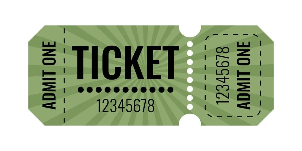 Simple ticket template design with green color and bold text Stock Illustration