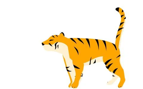 Simple tiger pose illustration, standing Illustrazione stock