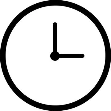 Simple time clock analog vector icon, Watch symbol Stock Illustration