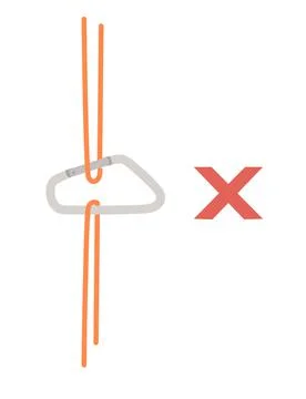 Simple tips how to use metal carabiner in tourism wrong use flat vector Stock Illustration