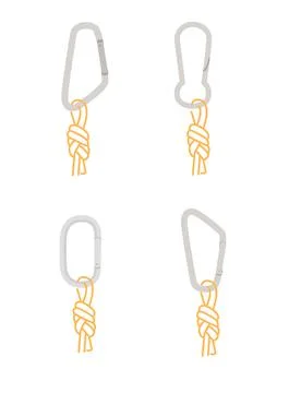 Simple tips how to use metal carabiner in tourism correct use flat vector Stock Illustration