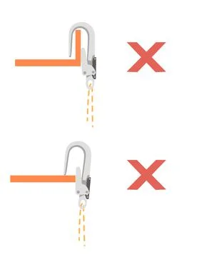Simple tips how to use metal carabiner in tourism wrong use flat vector Stock Illustration