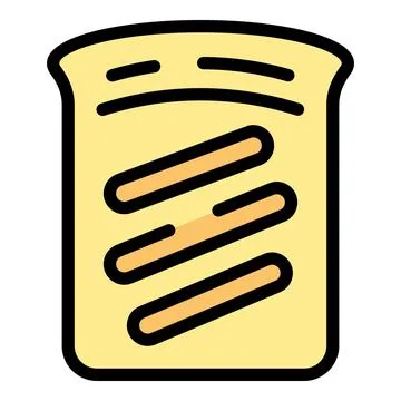 Simple toaster icon featuring three heating elements, symbolizing breakfast p Stock Illustration