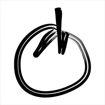 Simple tomato or cherry icon in calligraphy style illustration Stock Illustration