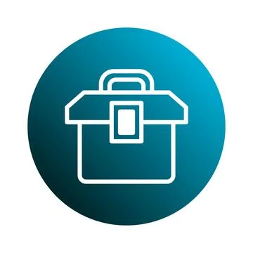 Simple toolbox icon on gradient circle with white line art provides effecti.. Stock Illustration